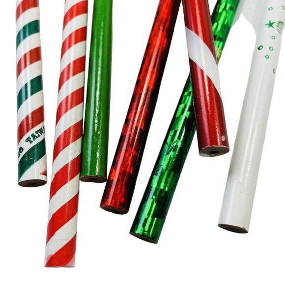 Wood Pencils Candy Cane Tree Star Holiday Unused Vintage Christmas Shaped Lot 7 - Picture 12 of 12
